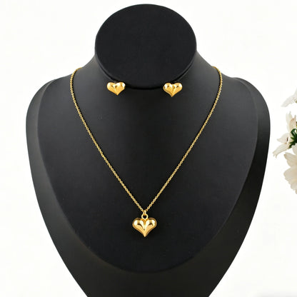 Dubai Heart Pendant Necklace and Earrings 2-Piece Set for Women Wholesale Wedding and Mother's Day Gifts