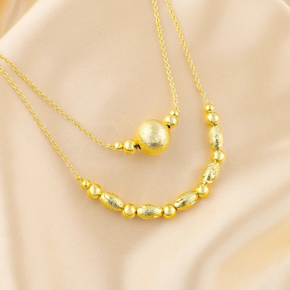 Italy French Gold Plated Round Necklace Earrings Set for Women Charm Gold Color Jewelry Gift for Party Wedding Dating