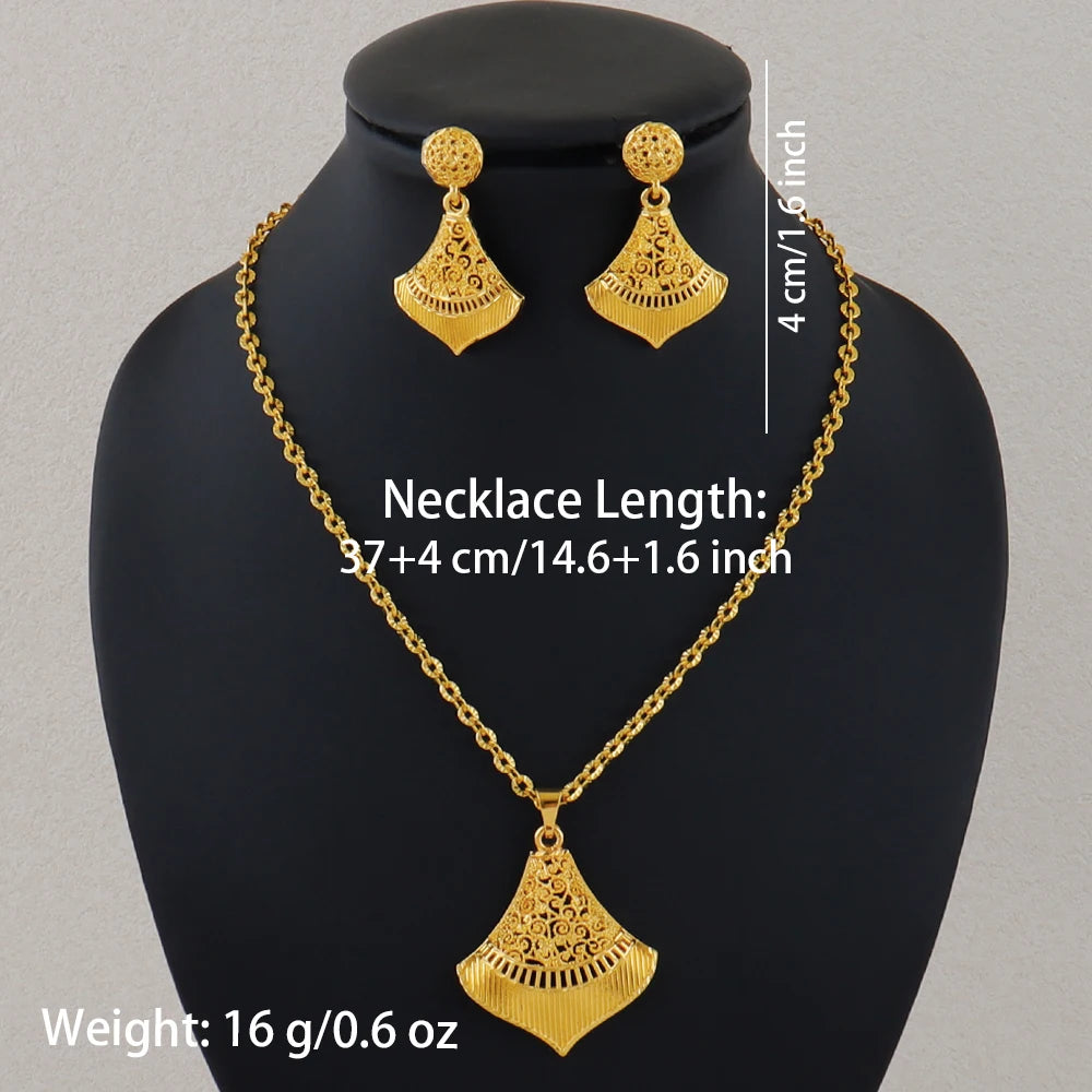 dubai 18k gold color jewelry set for woman wedding party necklace earrings sets indian jewelry set free shipping Wholesale