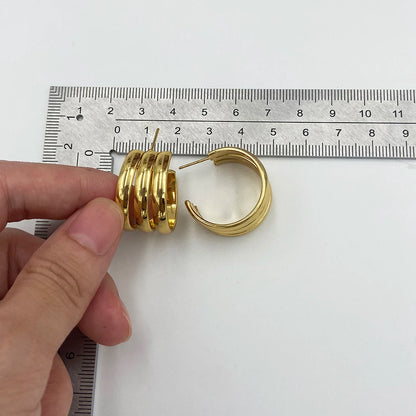 Gorgeous Chic Hoop Earrings Girl Fashion C Shape Earrings Daily Wear Stainless Steel Gold Plated Elegant Charm Jewelry Birthday