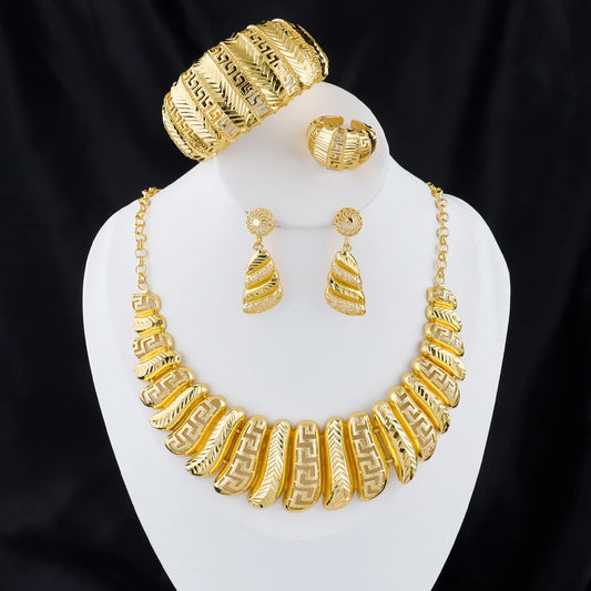 Dubai Women's Jewelry Sets Necklace Earrings Bracelet and Ring Sets Perfect for Banquets and Weddings Wholesale Free Shipping