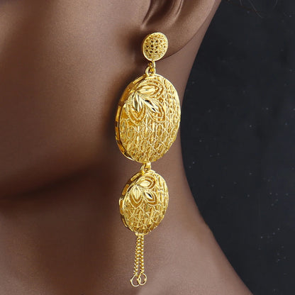 Luxury Indian Gold Color Jewellery Set Fashion Earrings Necklace Set Gift For Women Dubai Arabic Gifts For Wedding Bridal Party