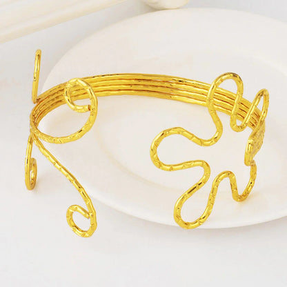 Butterfly Flower Open Armlet Jewelry Set, Greek Goddess Upper Arm Bangle Earrings for Nigerian Women, Simple Party Acce