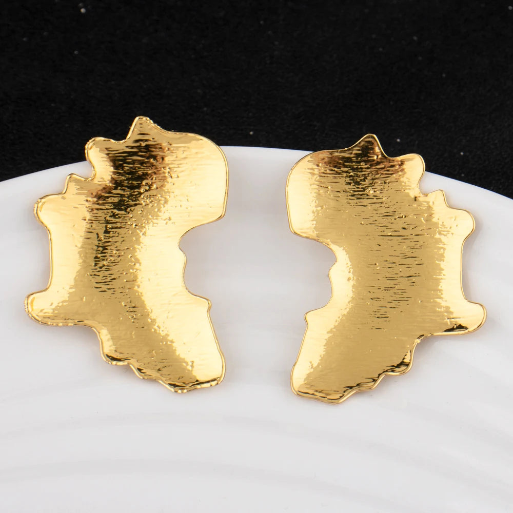 Elegant African Gold-Tone Bridal Wedding Gift Jewelry Set for Women Clip Earrings Cuff & Ring