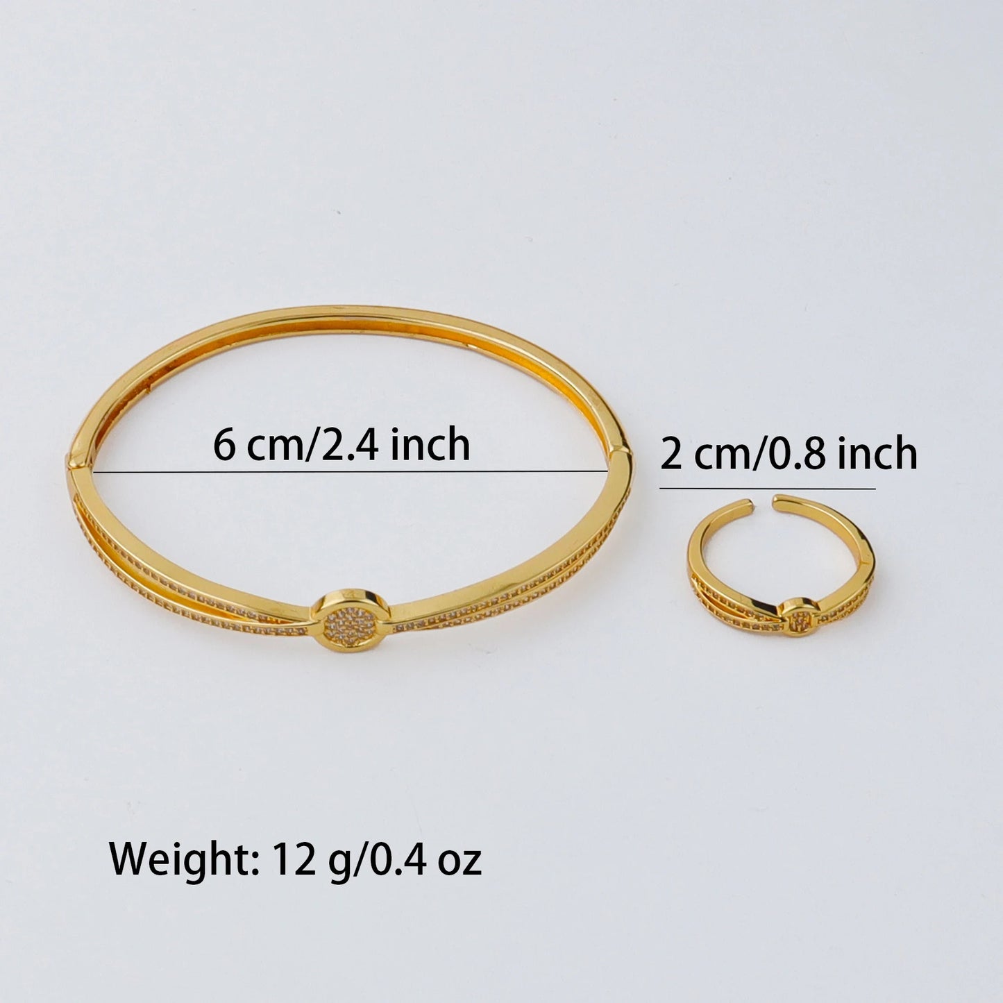 Handmade Golden Zircon Flower Bracelet with Sparkling Crystal Openwork Design Jewelry Set for Women Elegant Bangle Earring Acces