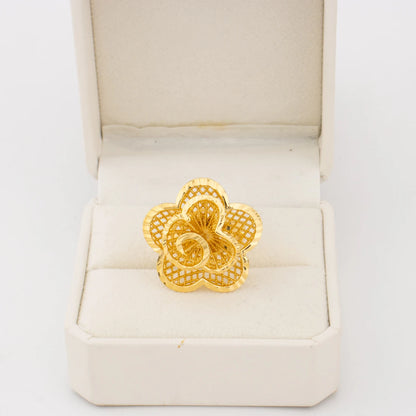 Dubai Gold Color Flower Shape Rings Nigerian Luxury Jewellery Set Africa Bride Wedding Indian Fashion Party Gifts