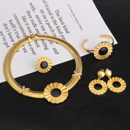 Joyería de oro de alta calidad para niñas, juego de joyas de oro etíope, juego de collares con aretes de boda africana de Dubái