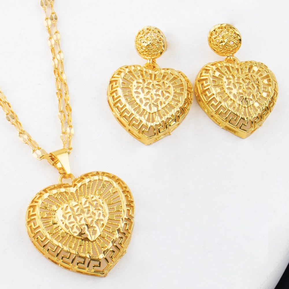 Italy French Gold Plated Light Luxury Necklace Earrings Set for Women Charm Jewelry Gift for Party Wedding Dating Wear
