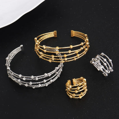 Dubai Nigeria Bangle Ring Jewelry Set for Women Girls Wedding Party Gift Earrings Included Wholesale Available