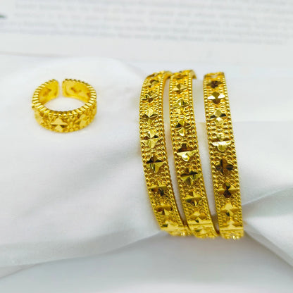 Women Charm Bracelet 24K Gold Color Jewelry Dubai Kurdish Turkish Gold Plated Bangles Ethiopian Hawaiian Jewelry