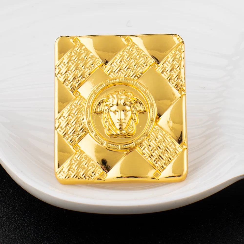Nigerian Luxury Women Jewelery Set Dubai Gold Color Square Earrings Portrait Necklace  Bracelet Ring for Daily Wear Party Gift