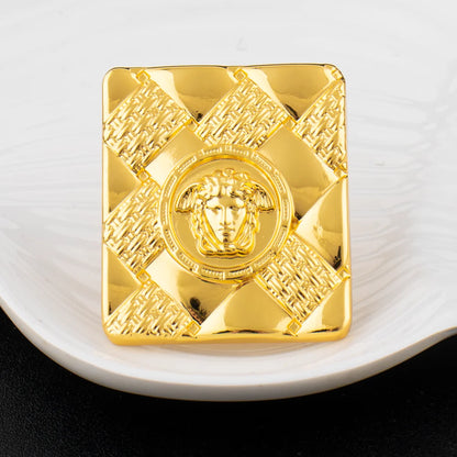 Nigerian Luxury Women Jewelery Set Dubai Gold Color Square Earrings Portrait Necklace  Bracelet Ring for Daily Wear Party Gift