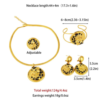 Dubai Plated Bridal Jewelry Set for Women, Indian Nigerian Wedding Necklace & Earring Gift for Jewellery Woman