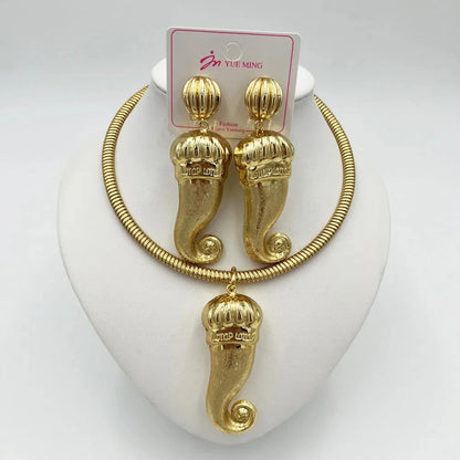 Dubai Jewelry Sets For Women Large Earrings and Pendant Necklace 2Pcs Set Nigeria Bridal Weddings Party Accessory Gifts