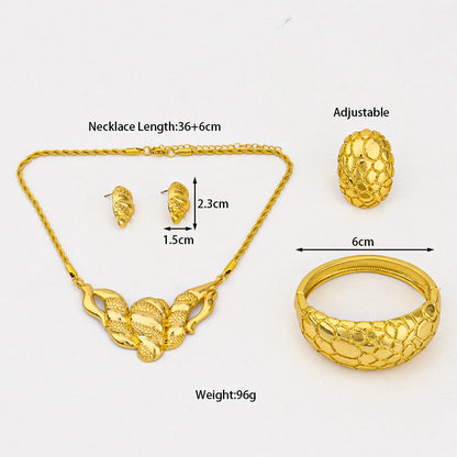 NKLS Dubai Bride Jewelry Set for Women: Honorable Necklace, Earrings, Ring & Bangle Gift for Wedding Party Anniversary