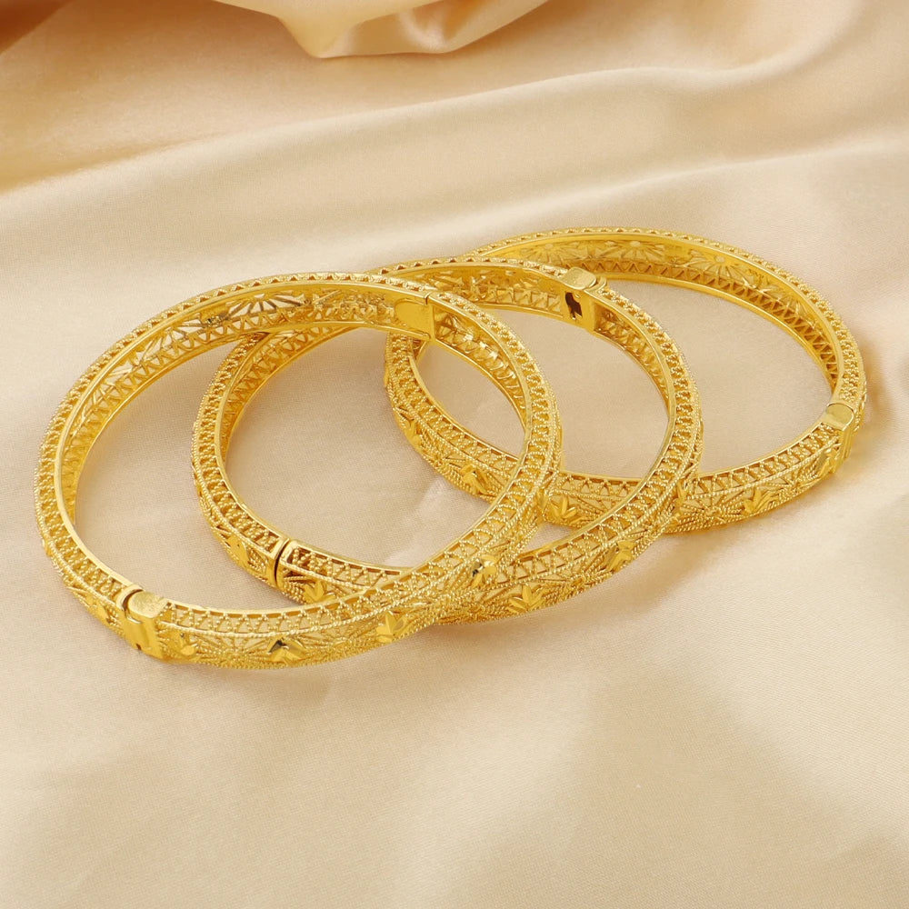 Women Charm Bracelet Dubai 24K Gold Color Bangle Ethiopian Hawaiian Jewelry For Summer Women Party Gift