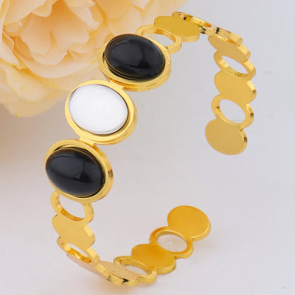 Luxurious High-quality Stainless Steel Gold Color Cuff Bracelet Bangle for Women Gold Plated Waterproof Jewelry Gifts
