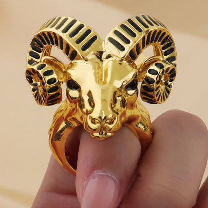 Punk Retro Sheep Head Bangles ring for women  jewelry set 24k gold bangles Gothic Creative Fashion Rings Accessories Party Gifts