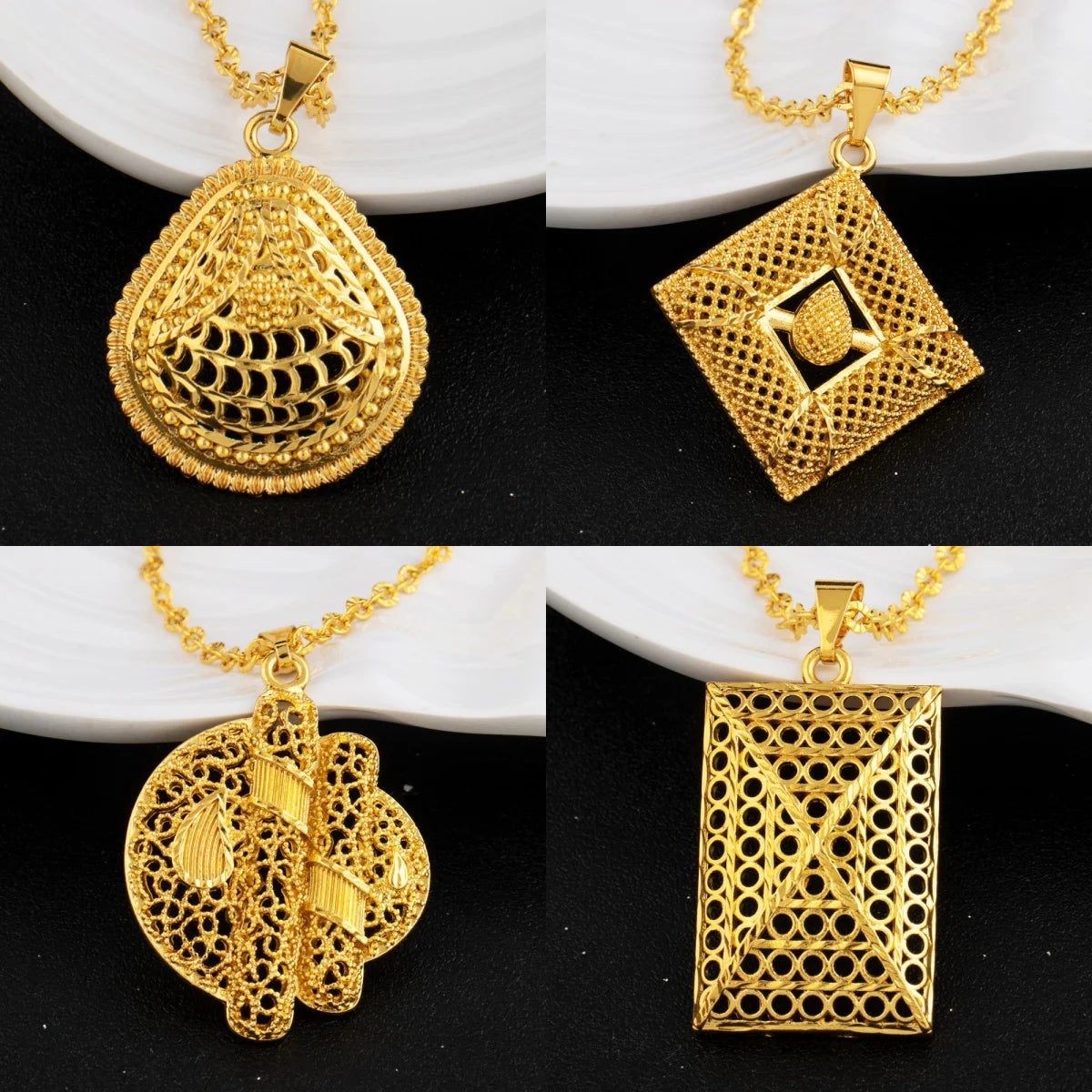 Mid East plated 3pcs Jewelry Set For Women India Dubai Jewelry Geometry Earrings Necklace Ring Set Apply for Party Wedding