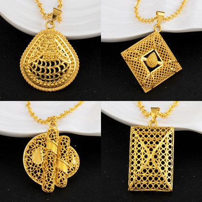 Mid East plated 3pcs Jewelry Set For Women India Dubai Jewelry Geometry Earrings Necklace Ring Set Apply for Party Wedding