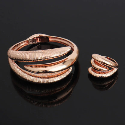 Nigerian Bangle & Ring Set, Colorful Ethiopian Jewelry Gift for Easter, Daily Chic Accessory for Women