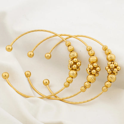 3pcs Round Beads Cuff Bangles Vintage Fashion Simplicity Temperament Jewelry Charm Bracelet for Women Banquet Anniversary Gifts
