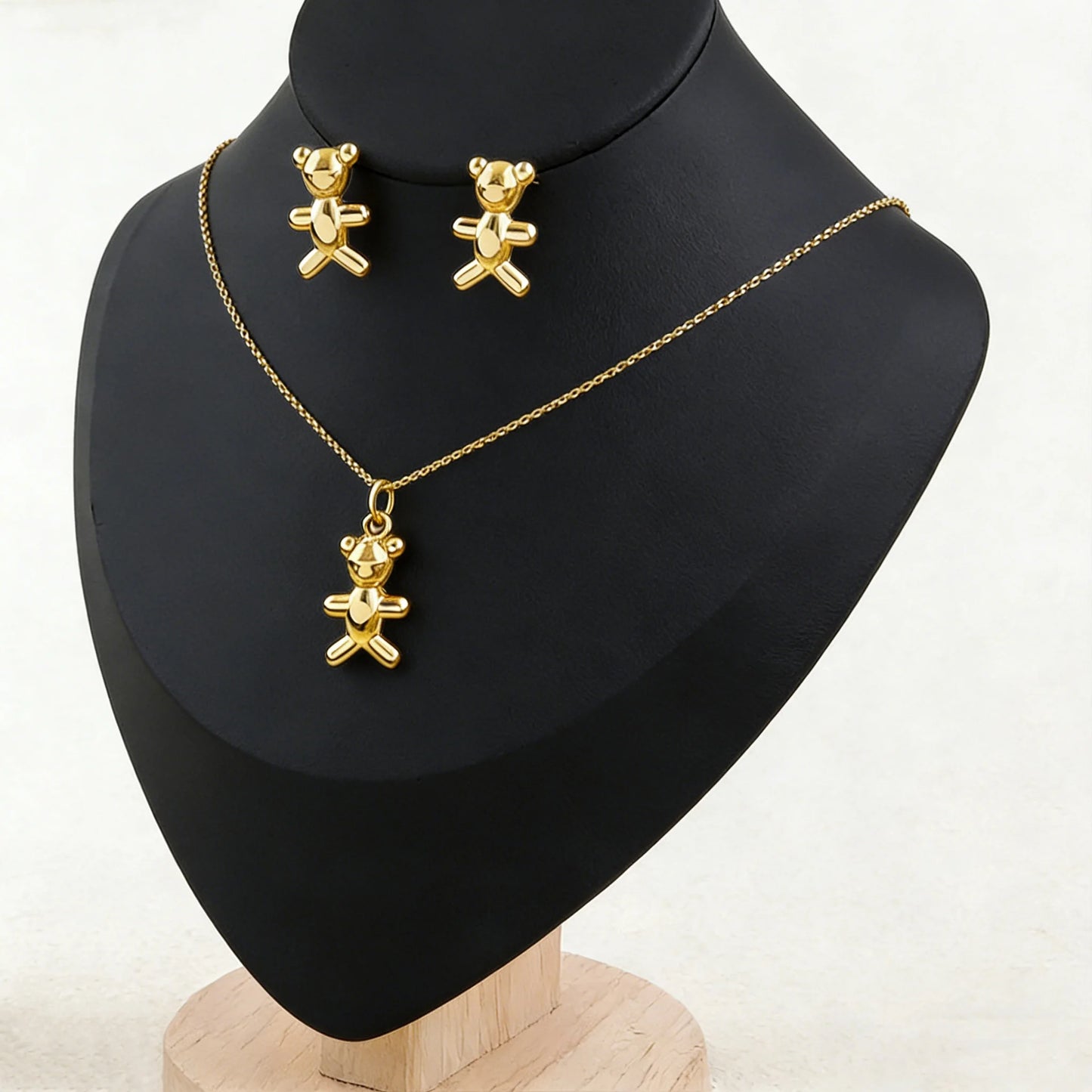 Fashion Jewelry Bear Necklace Cute Women's Jewelry 18k Gold Earring Set Exquisite Design Goth Party Christmas Gift
