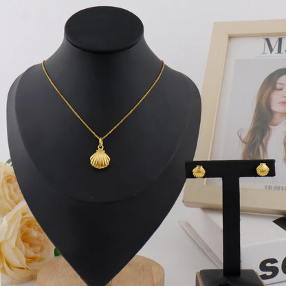 Ocean Series Gold Color Shell Earrings Necklaces For Women Girls Fashion Pendant Necklace Beach Female Summer Jewelry Accessory