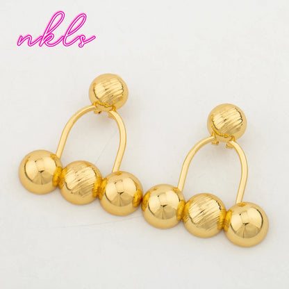 Fashion Woman Large Jewelry Set Dubai Gold Plated Necklace Beads Pendant Earrings Bangle Simple Style Banquet Party Accessories