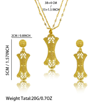 Dubai 24K Gold Plated Necklace Earrings Jewelry Set For Women African Indian Nigeria Bridal Wedding Party Gift Accessories
