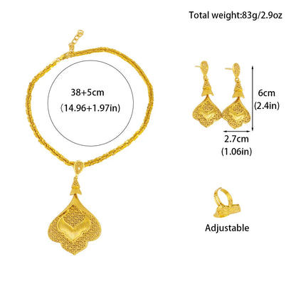 2026 Nigeria Classic Fashion Women Jewelry Sets Mystical Dubai Female Earrings Ring Flower Necklace For Party Wedding Easter Gif