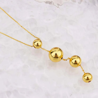 Stainless Steel Ball Shape Earrings Necklace to Women New Gold Color Fashion Jewelry Set For America Dubai Party Wedding Wearing