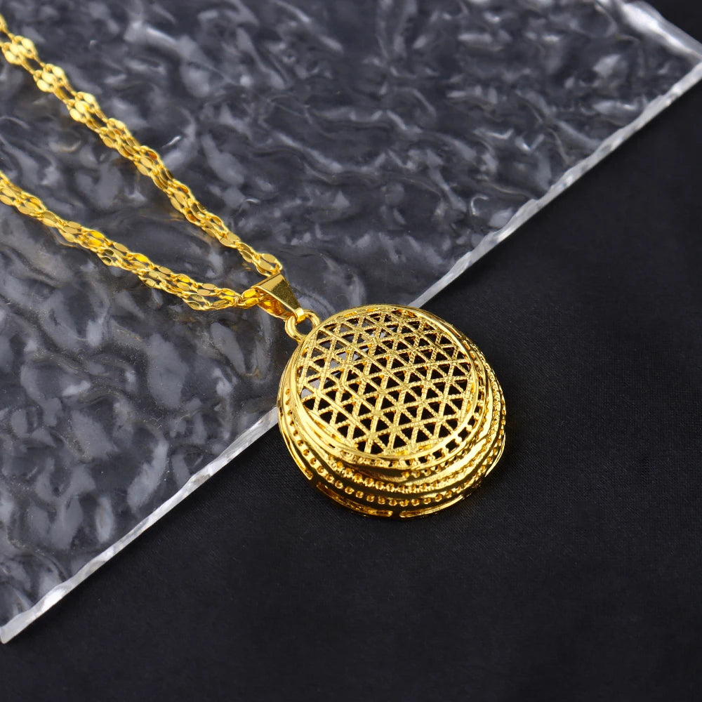 24k gold color dubai luxury jewelry set for Women Necklace Earrings Set Party Accessories Dubai India Africa Gift