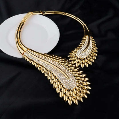 Luxury Africa Dubai Full Zircon Bridal Jewelry Set Necklace Earrings Ring Bracelet for Women Wedding Party Gift Jewellery Woman