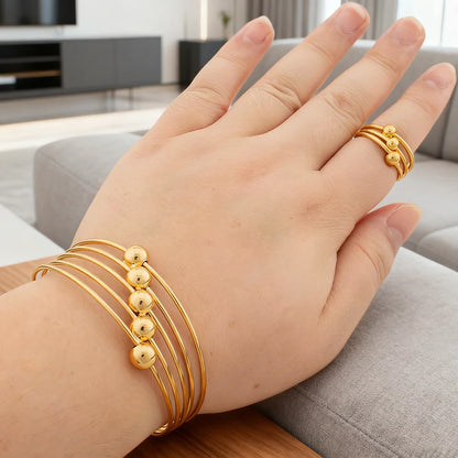 dubai bracelet ring set for woman jewelry luxury Gold Plated Bracelet Wedding Party Jewelry Anniversary Gifts