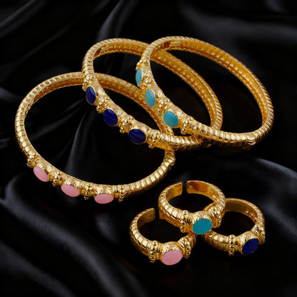 Mid-century  natural stone elastic bracelet, niche EU/US design, adjustable jewelry set for women, stone earring vibe