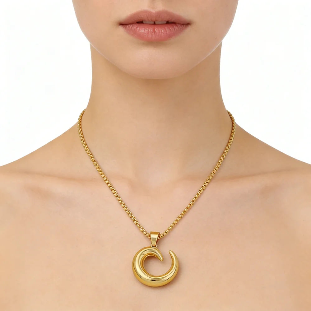 woman star necklace temperament 24k gold color stainless steel earring necklace Trendy Temperament Niche Spiral jewelry gift