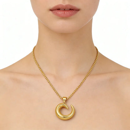 woman star necklace temperament 24k gold color stainless steel earring necklace Trendy Temperament Niche Spiral jewelry gift