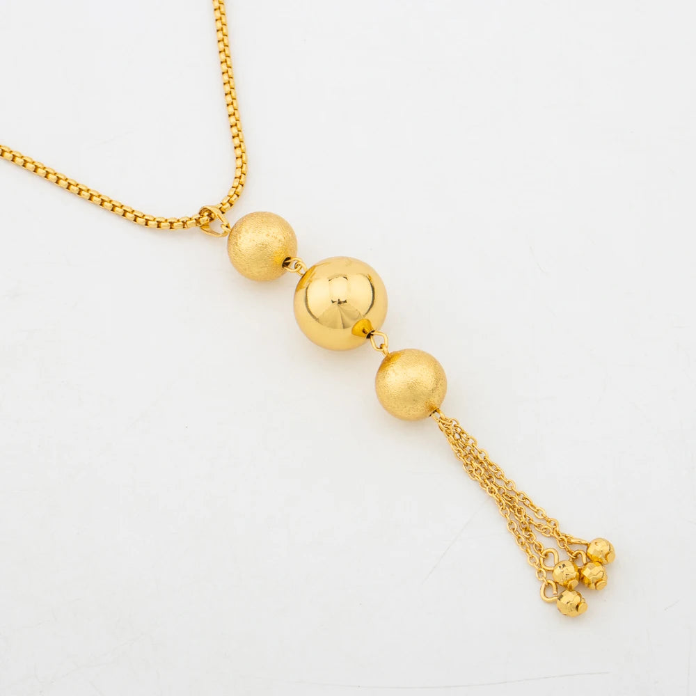 Dubai Beaded Jewelry Set, Gold-Tone Tassel Earrings Necklace for Women, African Party Gift Chic Drop Design