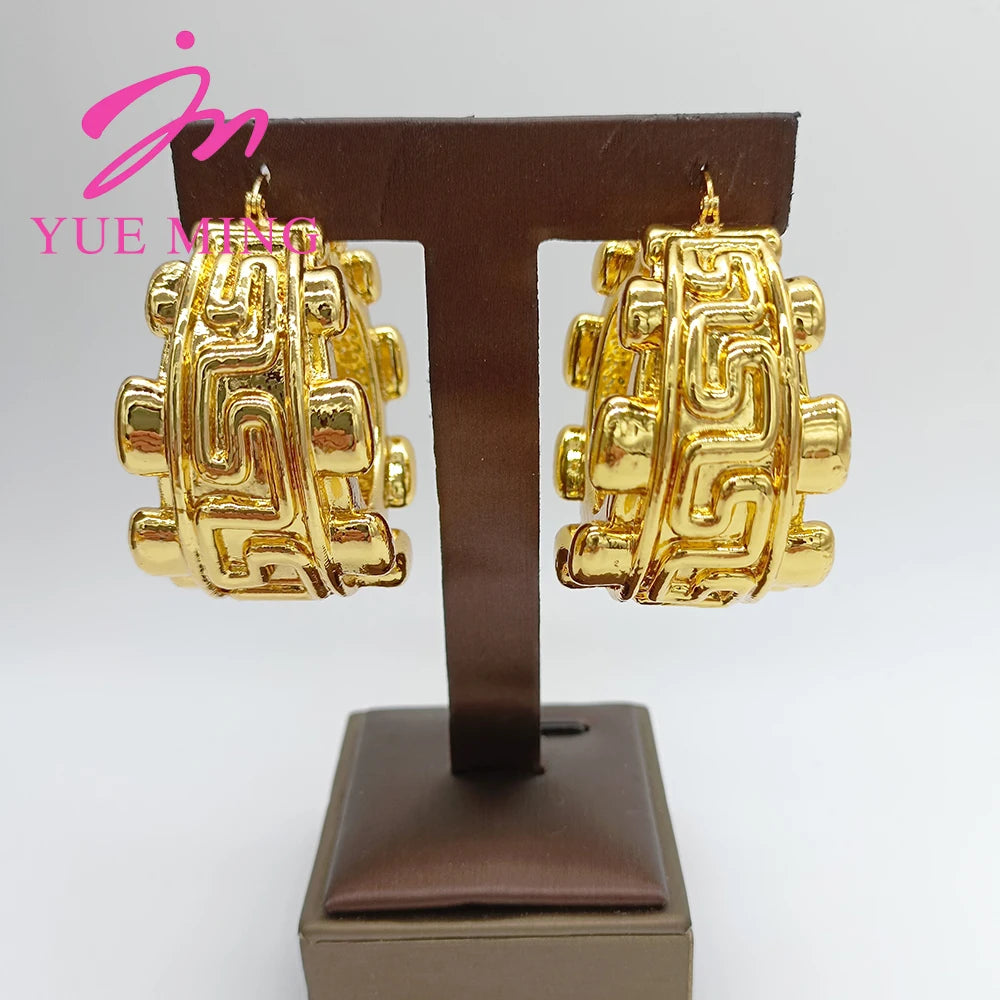 YM Dubai Earrings for Women 18K Gold Plated Copper Pendent Lady Romantic Jewelry Daily Wear Party Wedding Anniversary Gifts - YUEMING JEWELRY