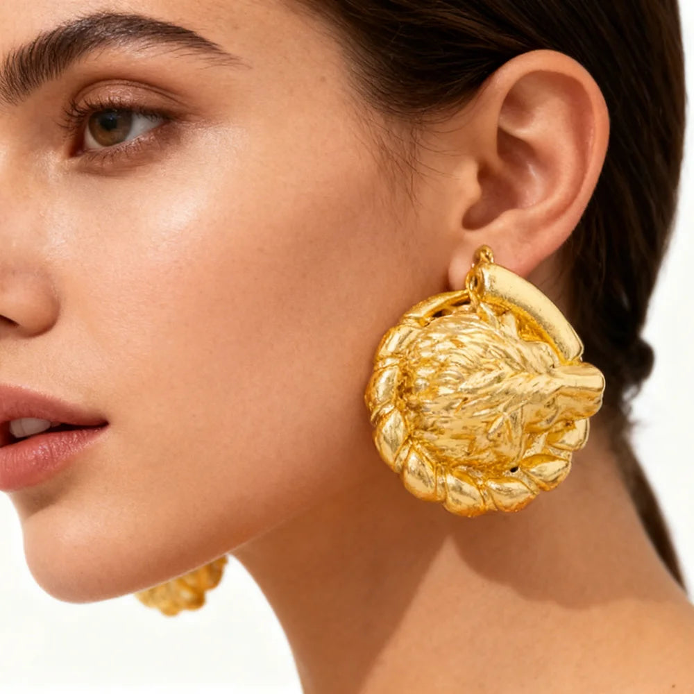 African Hoop Earrings jewelry for woman earrings Gold Color Large Dangle Earrings Dubai Weddings Bridal engagement Earrings