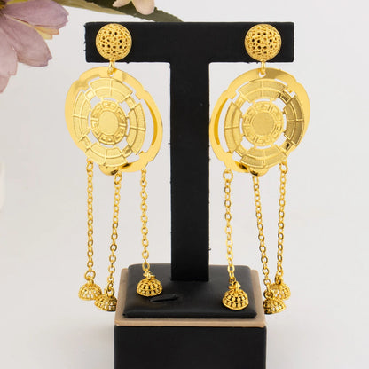 Gold Color Light Luxury Necklace Earrings Set for Women Tassels Gold Plated Jewelry Party Wedding Gift Accessoires Femmes