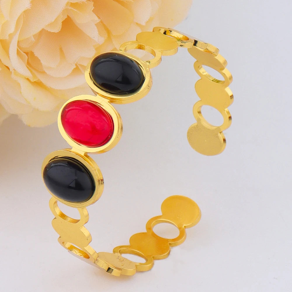 Luxurious High-quality Stainless Steel Gold Color Cuff Bracelet Bangle for Women Gold Plated Waterproof Jewelry Gifts