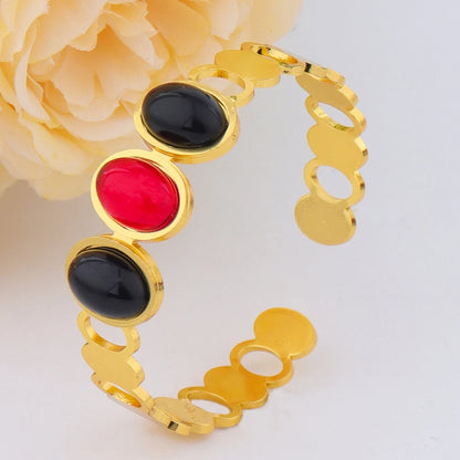 Luxurious High-quality Stainless Steel Gold Color Cuff Bracelet Bangle for Women Gold Plated Waterproof Jewelry Gifts