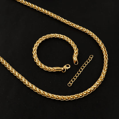 Classic Cuban Chain Set Necklace and Bracelet 2Pieces Set for Men and Women Suitable for Any Occasion