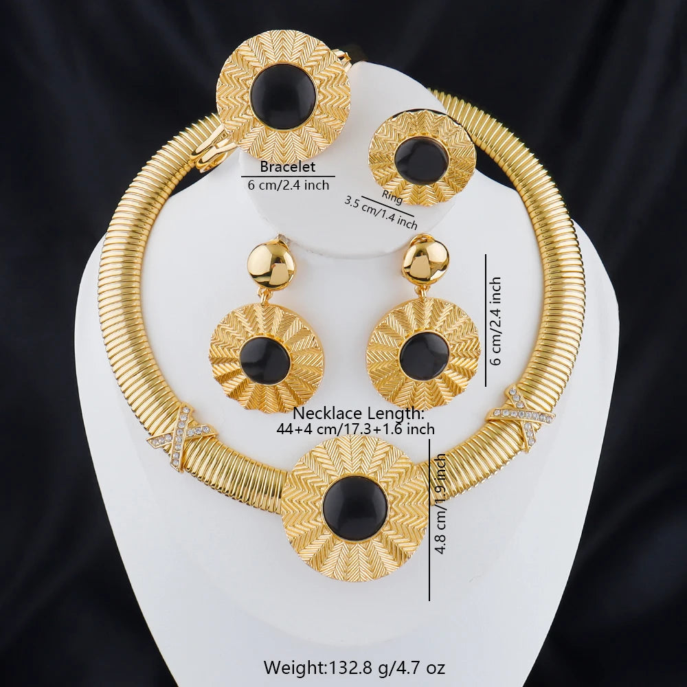 24k gold-plated jewelery sets Simple Round Snake Chain earrings ring necklace bracelet women luxury jewelry Gift set