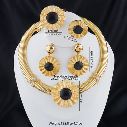 24k gold-plated jewelery sets Simple Round Snake Chain earrings ring necklace bracelet women luxury jewelry Gift set