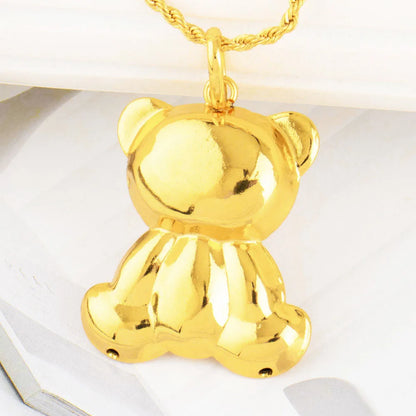 Gold Color Bear Pendant Fashion 18K Golden Plated Necklace Mens Women DIY Jewelry Music Festival Party Anniversary Gift