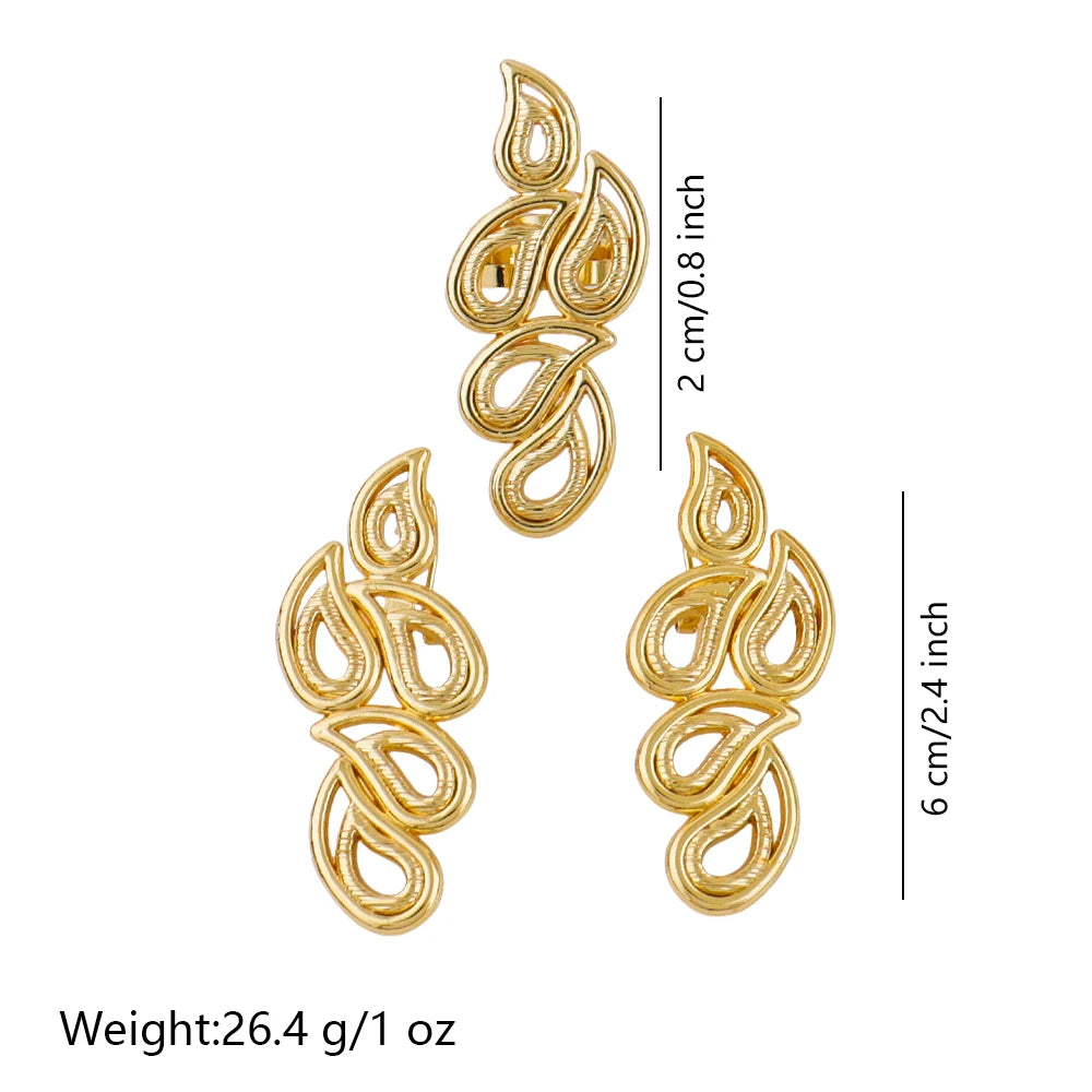 Ladies Luxury Jewelry Clip Earrings Ring 2 Piece Bohemian Earrings Jewelry Set African Bride Engagement Earrings Ring