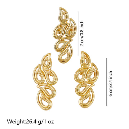 Ladies Luxury Jewelry Clip Earrings Ring 2 Piece Bohemian Earrings Jewelry Set African Bride Engagement Earrings Ring